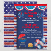 Invitation Conception de fête BBQ pour la fête de l'Indépenda (Devant / Derrière)