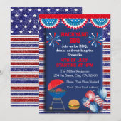 Invitation Conception de fête BBQ pour la fête de l'indépenda (Devant / Derrière)
