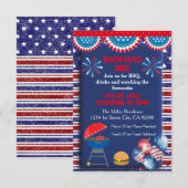 Invitation Conception de fête BBQ pour la fête de l'Indépenda (Devant / Derrière)