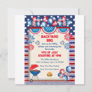 Invitation Conception de fête BBQ pour la fête de l'indépenda