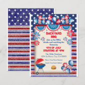 Invitation Conception de fête BBQ pour la fête de l'indépenda (Devant / Derrière)