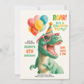 Invitation Conception de fête d'anniversaire de dinosaure amu (Devant)