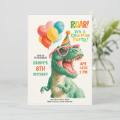 Invitation Conception de fête d'anniversaire de dinosaure amu (Debout devant)