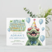Invitation Conception de fête d'anniversaire de dinosaure amu (Debout devant)