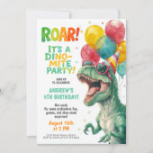 Invitation Conception de fête d'anniversaire de dinosaure col (Devant)