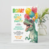 Invitation Conception de fête d'anniversaire de dinosaure col (Debout devant)