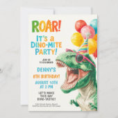 Invitation Conception de fête d'anniversaire Dino-Mite (Devant)