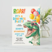 Invitation Conception de fête d'anniversaire Dino-Mite (Debout devant)