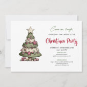 Invitation Conception de fête d'arbre de Noël minimaliste et (Devant)