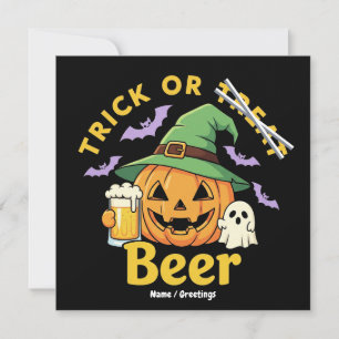 Invitation Conception de fête de bière d'Halloween Trick Or T