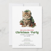 Invitation Conception de fête de chat de Noël rétro intempore (Devant)
