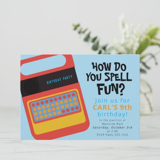 Invitation Conception de fête de jouet électronique parlant e (Debout devant)