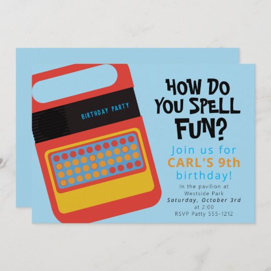 Invitation Conception de fête de jouet électronique parlant e (Devant / Derrière)