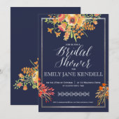 Invitation Conception de Fêtes des mariées florales Orange et (Devant / Derrière)