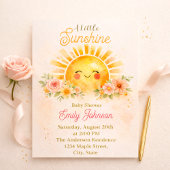 Invitation Conception de Fille Fleurie Tournesol Doré