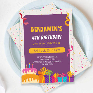 Invitation Conception de gâteau et de cadeaux pour fête d'ann