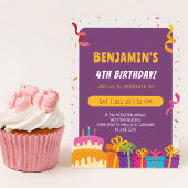 Invitation Conception de gâteau et de cadeaux pour fête d'ann