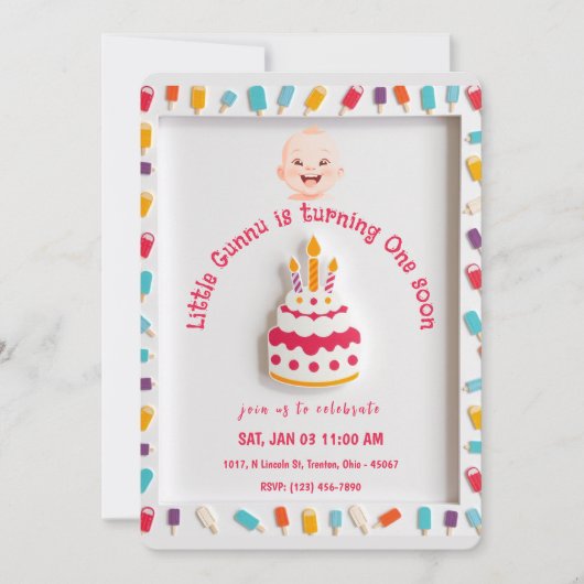 Invitation Conception de gâteaux d'anniversaire avec la front (Devant)
