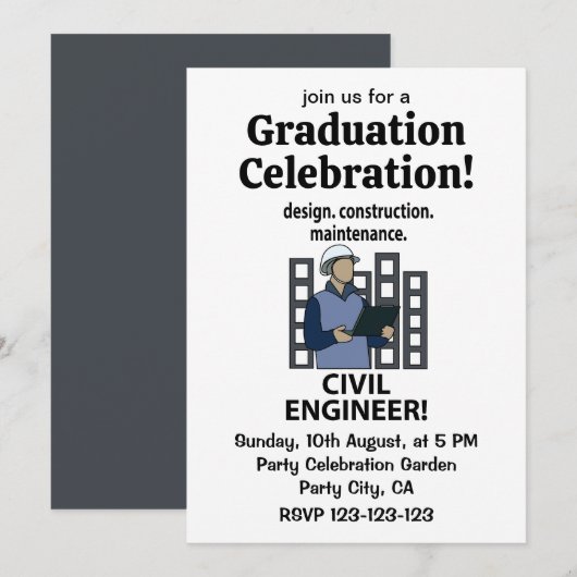 Invitation Conception de génie civil Construction d'ingénieur (Devant / Derrière)