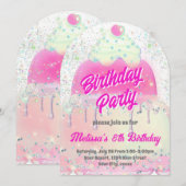 Invitation Conception de gros gâteau fille Fête d'anniversair (Devant / Derrière)