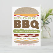 Invitation Conception de hamburger pour BBQ d'été dans la cou (Debout devant)