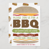 Invitation Conception de hamburger pour BBQ d'été dans la cou (Devant / Derrière)