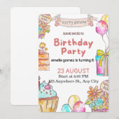 Invitation Conception de joyeux anniversaire ludique (Devant / Derrière)