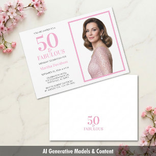 Invitation Conception de joyeux anniversaire photo rose 50 an