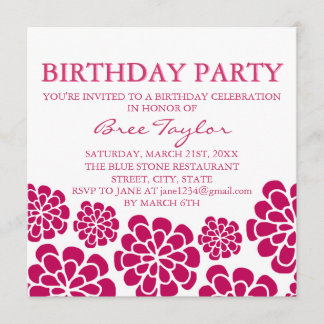Invitation Conception de la fleur rose Mood Anniversaire Invi