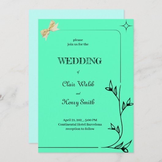 Invitation Conception de la frontière de la branche moderne (Devant / Derrière)