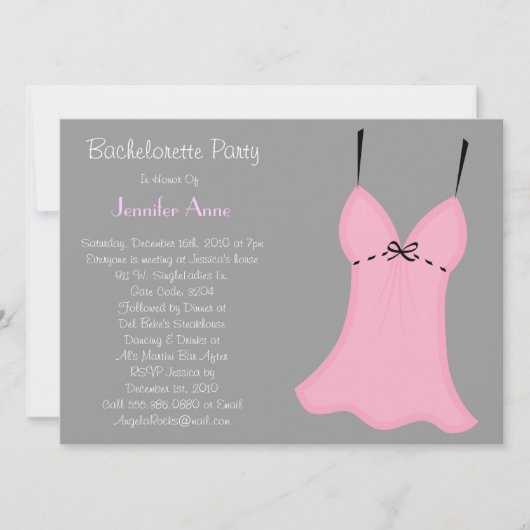 Invitation Conception de la partie de bachelorette CUTE (Devant)