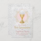 Invitation conception de la première communion de fille catho (Devant / Derrière)
