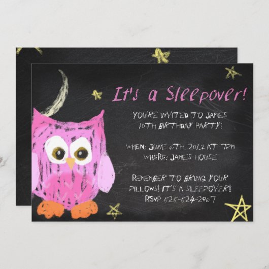 Invitation Conception de l'écluse à chenilles Owl2 Chalk (Devant / Derrière)