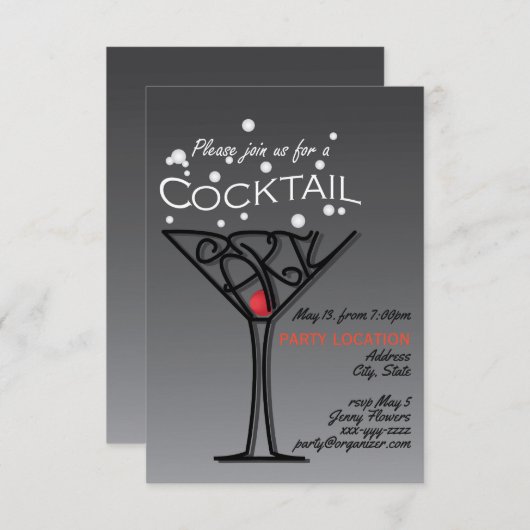 Invitation Conception de l'invitation à la soirée Cocktail (Devant / Derrière)