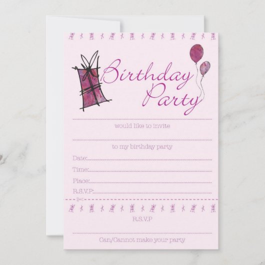 Invitation Conception de l'invitation de fête d'anniversaire (Devant)