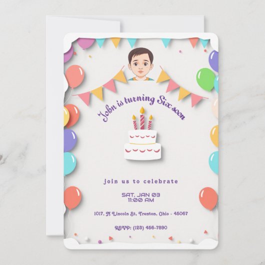 Invitation Conception de l'invitation de fête d'anniversaire  (Devant)