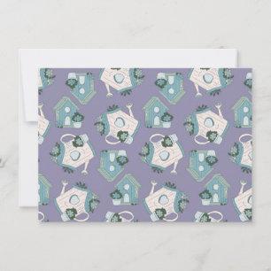Invitation Conception de maison d'oiseau amusante Violet Bleu