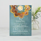 Invitation Conception de mandala de fleur Om dorée 50e annive (Debout devant)