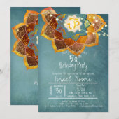 Invitation Conception de mandala de fleur Om dorée 50e annive (Devant / Derrière)