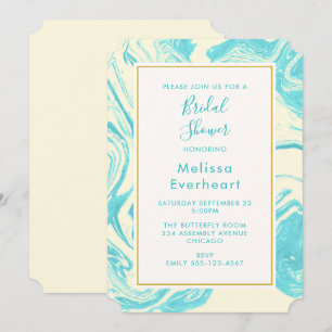 Invitation Conception de marbre fantaisie en turquoise et crè