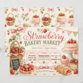 Invitation Conception de marché de boulangerie aux fraises (Devant / Derrière)