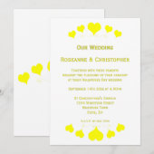 Invitation Conception de mariage à coeurs jaunes (Devant / Derrière)
