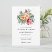 Invitation Conception de mariage avec fleurs d'Hibiscus (Debout devant)