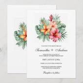Invitation Conception de mariage avec fleurs d'Hibiscus (Devant / Derrière)