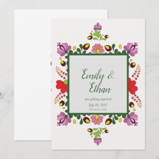 Invitation Conception de mariage et de dos florale folkloriqu