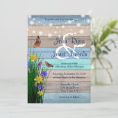 Invitation Conception de Mariage Fleur sauvage en bois (Debout devant)