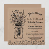 Invitation Conception de Mariage Fleur sauvage rustique (Devant / Derrière)