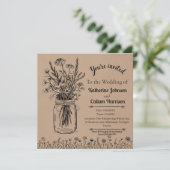 Invitation Conception de Mariage Fleur sauvage rustique (Debout devant)