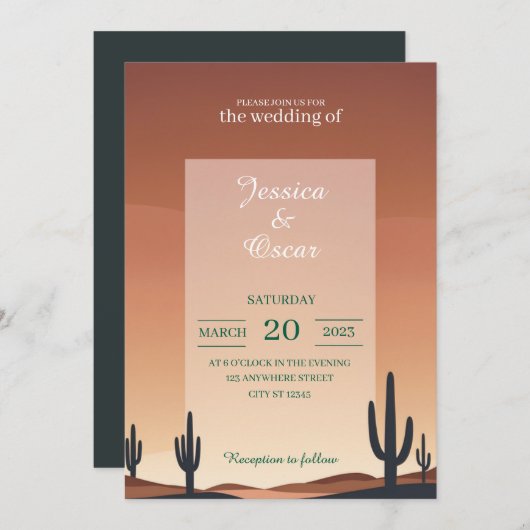 Invitation Conception de mariage moderne dans le désert – Cou (Devant / Derrière)