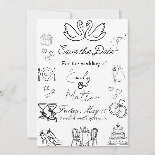 Invitation Conception de mariage simple (Devant)